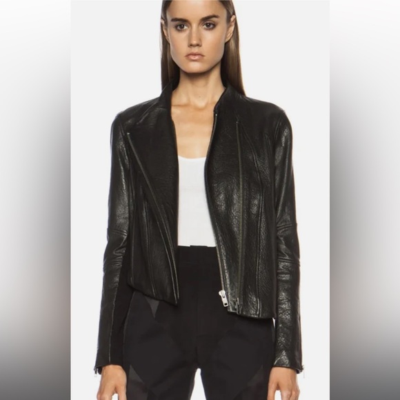 Helmut Lang 100% Lamb Leather Asymmetrical Jacket Size M - Picture 10 of 15